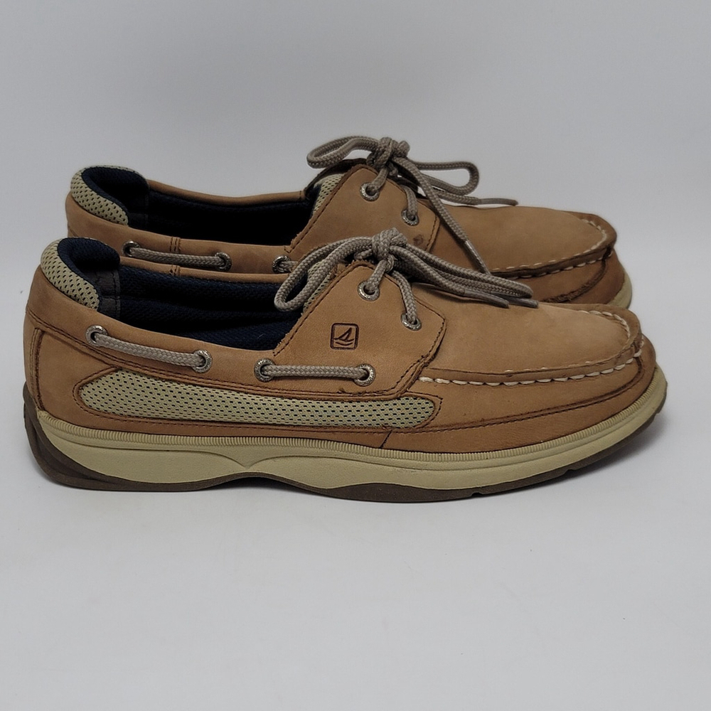 Sperry Top Sider Lanyard Boy Boat Shoes Moc Toe Leather Tan/Beige US 6M/EU 38.5